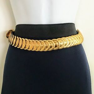 Metal Belt Gold Medallion Coin Disc Stretch OS